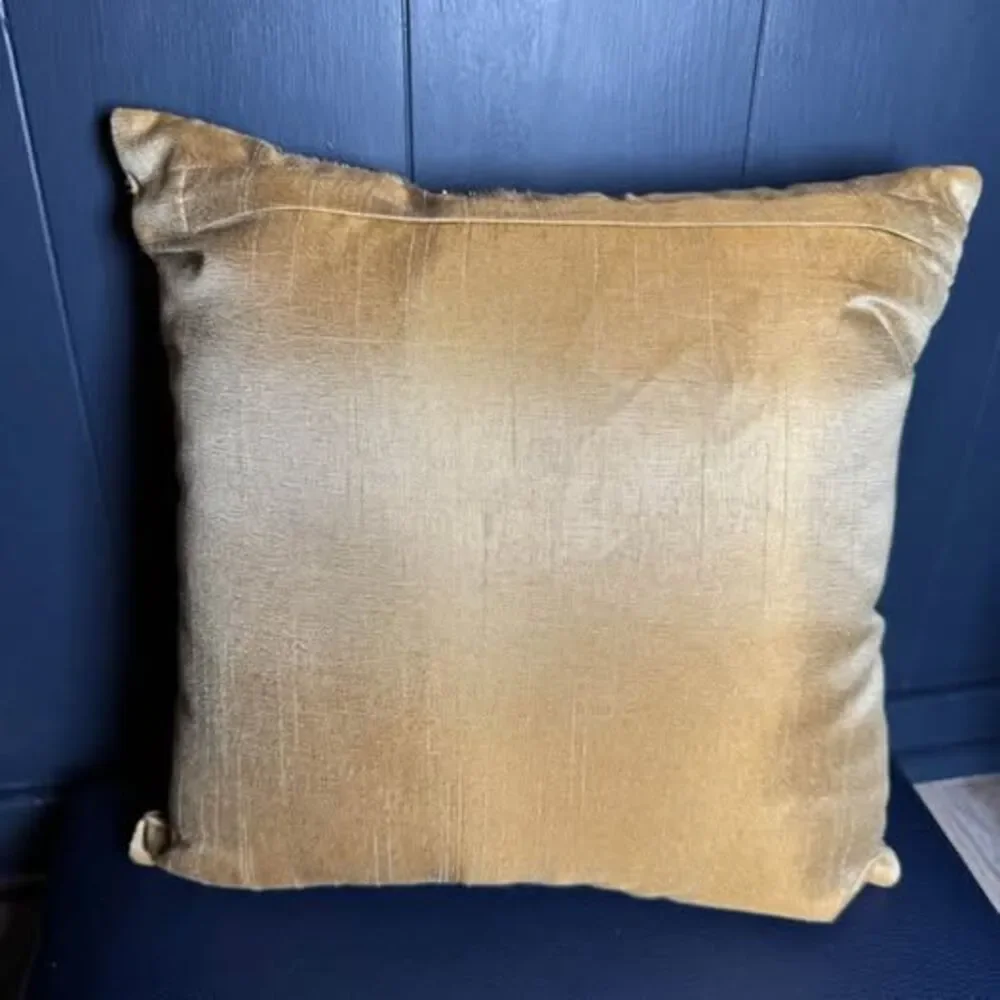 Set of 2 Pier 1 Gold Beaded Accent Throw Pillows 12x12 Geometric Diamond